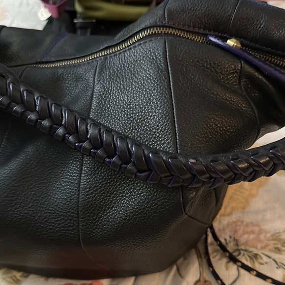 Black Leather Oryany Studded hobo Women's Bag purse - Picture 5 of 15